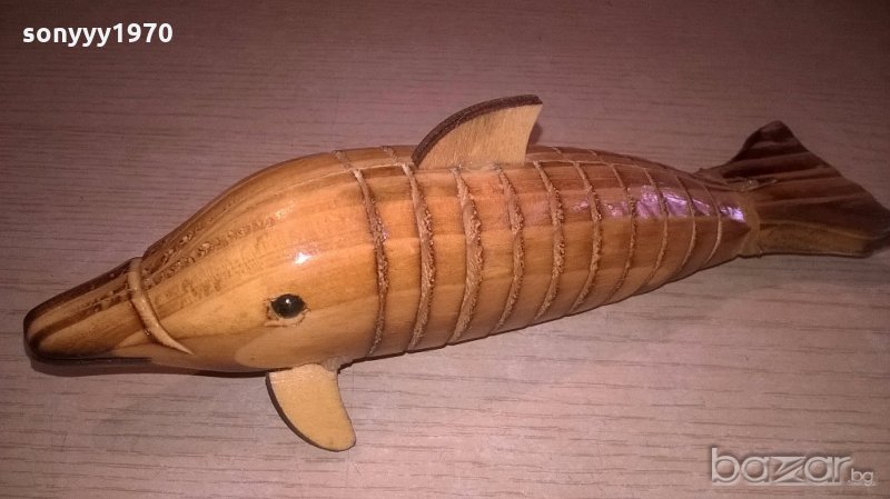 делфин-дървен и лакиран-20х7х7см, снимка 1