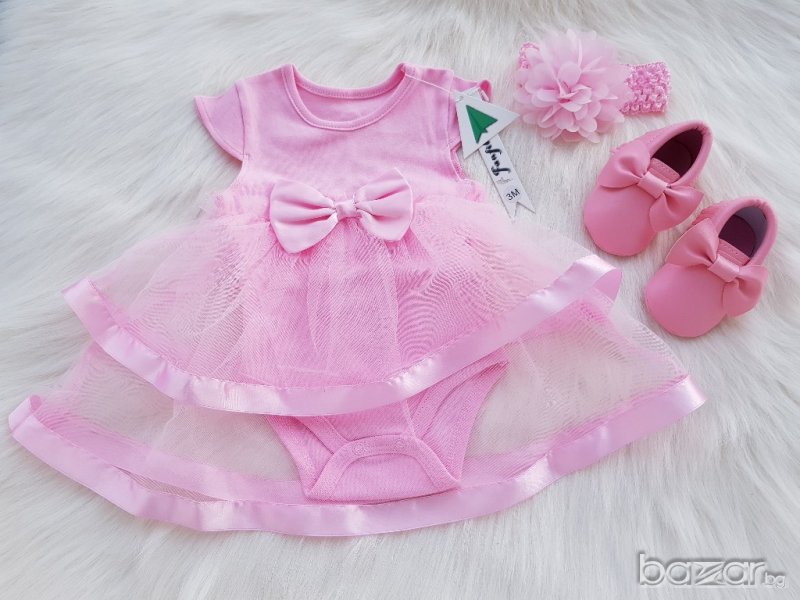 Детска рокля боди с лента за глава 9-12 месеца, снимка 1