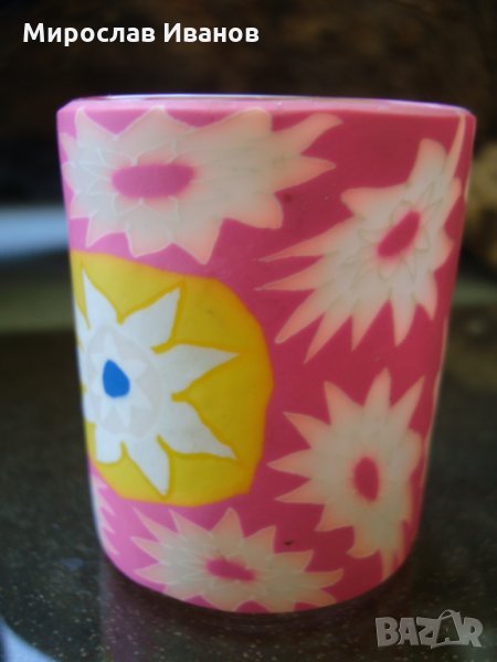 " Розов Свещник " - от стъкло, снимка 1