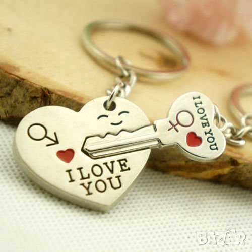 🔐💗 Сърце и Ключ за него - двойка ключодържатели за влюбени, снимка 1
