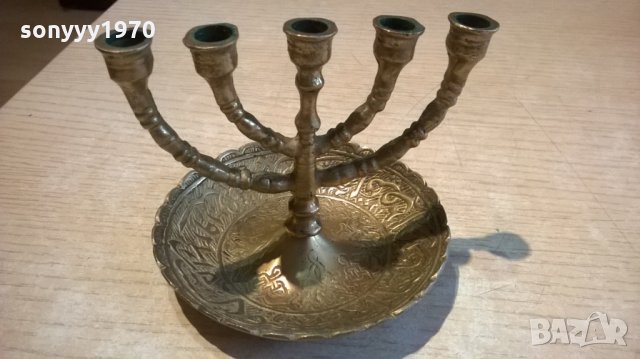 евреиски свещник-11х10см-внос швеция, снимка 2 - Колекции - 24235230