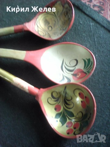 Дървени стари руски лажици 4949 , снимка 2 - Антикварни и старинни предмети - 24043032