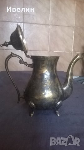 стара посребрена кана от бронз, снимка 3 - Антикварни и старинни предмети - 24637765