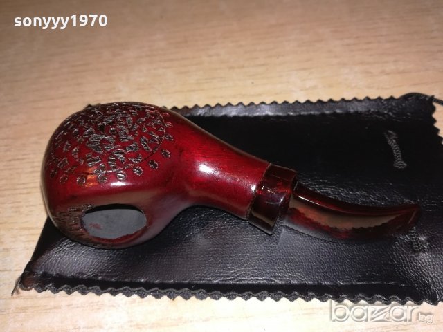 лула с поставка/стоика и кожен калъф-13х5х4см-внос швеицария, снимка 17 - Лули - 20798539