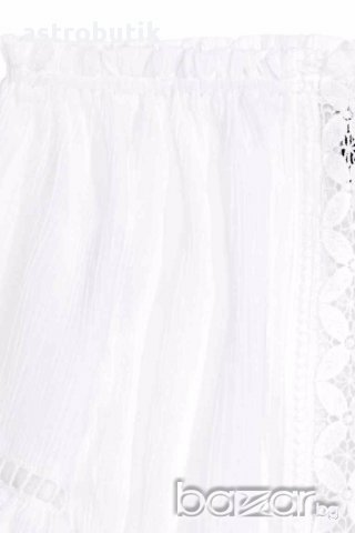 Къса бяла блуза в бохо стил H&M , снимка 3 - Корсети, бюстиета, топове - 15152802