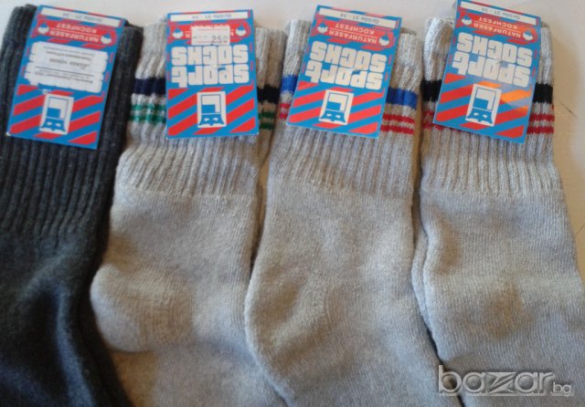 Памучни спортни чорапи размери 31-34 сиви немски памучни чорапи над глезена, снимка 2 - Други - 5960121