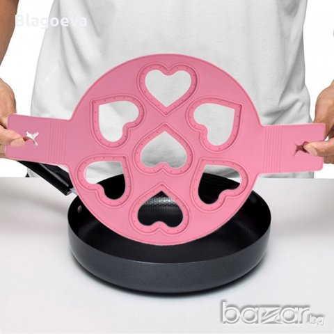 Ново! Нов модел силиконова форма за мини американски палачинки-сърца, пържени яйца, омлети и др. , снимка 2 - Форми - 20363120