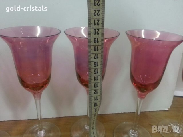 Сервиз чаши за вино цветно стъкло, снимка 7 - Антикварни и старинни предмети - 22450614