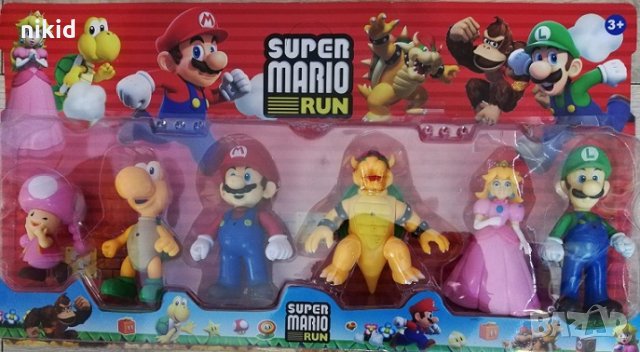 Светещи Големи 6 бр Супер Марио Super Mario пластмасови фигурки PVC за игра и украса торта топер, снимка 4 - Фигурки - 24697673
