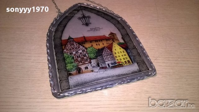 Nurnberg-germany-27х20см-витраж-ретро колекция-внос швеицария, снимка 9 - Антикварни и старинни предмети - 17306077