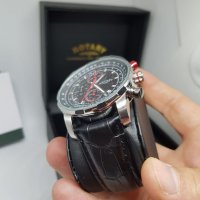 Rotary Aviator Chrono - Red / чисто нов часовник Ротари Авиатор - 2 бр. каишки / 100% оригинален, снимка 5 - Мъжки - 22835212