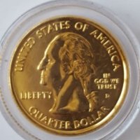 State Quarter 25 cents GOLDEN PLATED 2000-D VIRGINIA 1788 UNC, снимка 2 - Нумизматика и бонистика - 19323120