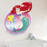 Малката русалка Ариел малък стикер за стена и мебел детска стая или баня самозалепващ, снимка 4 - Други - 22587630
