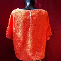 Оранжева непрозрачна блуза с дантела ХЛ, снимка 3 - Тениски - 21575610