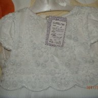 Бяла рокличка с перлички 9-12м, снимка 5 - Бебешки рокли - 17664416