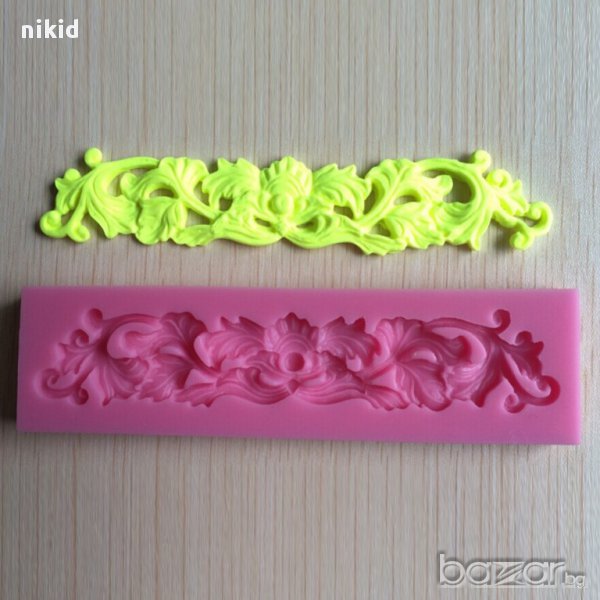 орнамент цвете кант силиконов молд за украса декор торта фондан и др., снимка 1