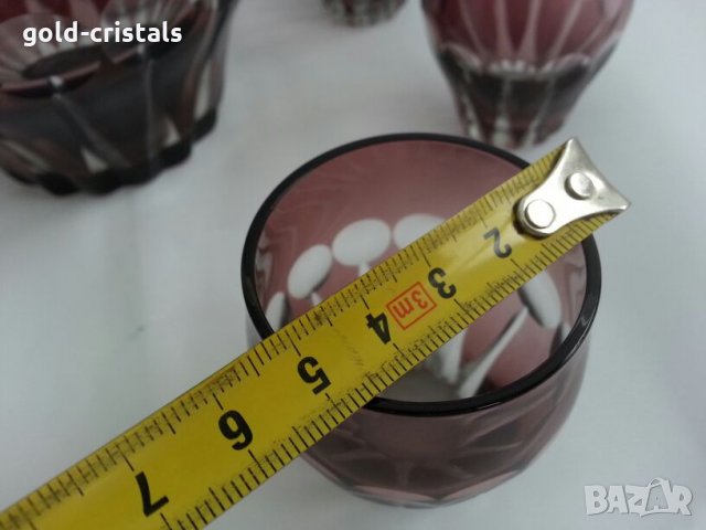 Ретро стъклени чаши с гарафа цветно стъкло , снимка 4 - Антикварни и старинни предмети - 25525942