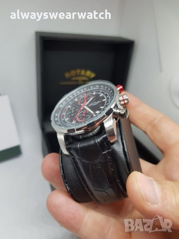 Rotary Aviator Chrono - Red / чисто нов часовник Ротари Авиатор - 2 бр. каишки / 100% оригинален, снимка 5 - Мъжки - 22835212
