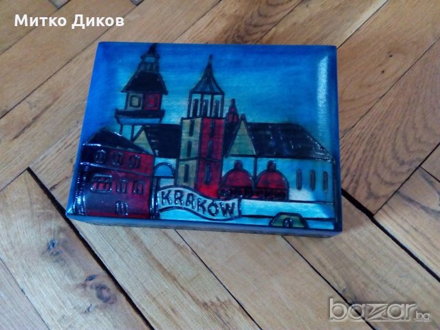 Дървена кутия Краков рисувана ръчно , снимка 1 - Декорация за дома - 20389497