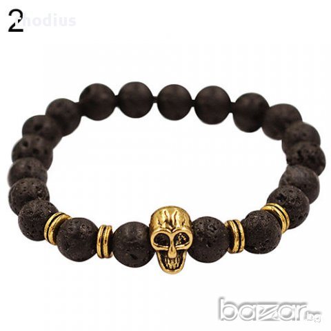 Мъжка гривна от вулканичен камък лава и медицинска стомана, снимка 7 - Гривни - 15001103