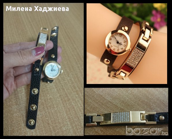 Часовник - гривна, черен, снимка 1 - Дамски - 10525878