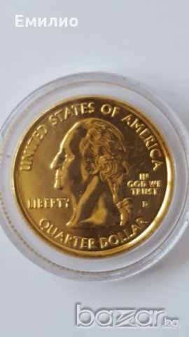 State Quarter 25 cents GOLDEN PLATED 2000-D VIRGINIA 1788 UNC, снимка 2 - Нумизматика и бонистика - 19323120