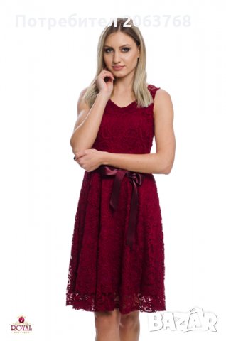 Дантелена Рокля-Бордо, снимка 6 - Рокли - 23672054