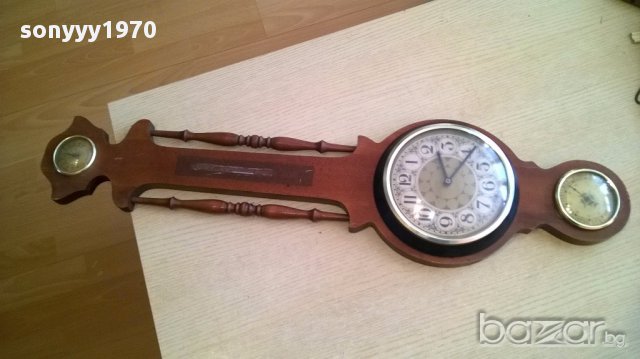 Ретро термо/баро/хидрометър+часовник-85х25см-внос франция, снимка 4 - Антикварни и старинни предмети - 17928754