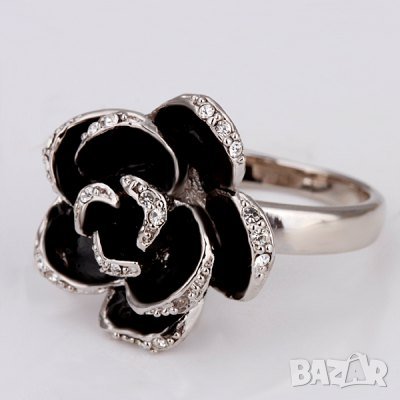 Посребрен арт пръстен, роза, снимка 4 - Пръстени - 24797855
