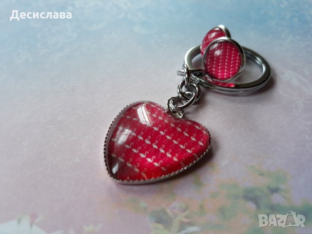 2 модела комплект ключодържатели с обеци "Фламинго", снимка 2 - Други - 24967835