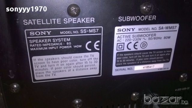 Sony sa-wsm7 active subwoofer-внос швеицария, снимка 9 - Ресийвъри, усилватели, смесителни пултове - 13575977