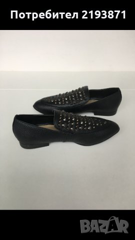Кожени равни черни обувки с капси JustFab номер 36, снимка 2 - Дамски ежедневни обувки - 24569095