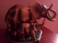 Слон с малко слонче.Масивна,стилизирана пластика, снимка 1 - Статуетки - 19920897