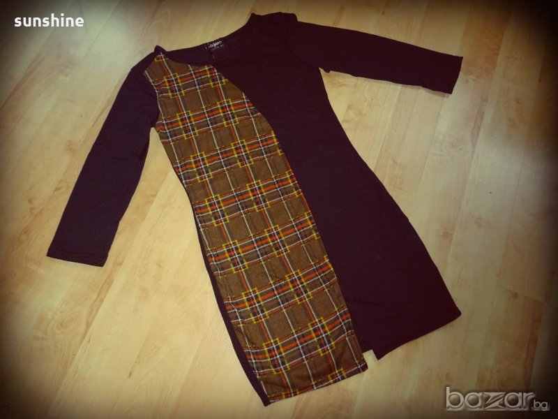 ПРОМО! Нова Фино плетена карирана рокля/туника, снимка 1