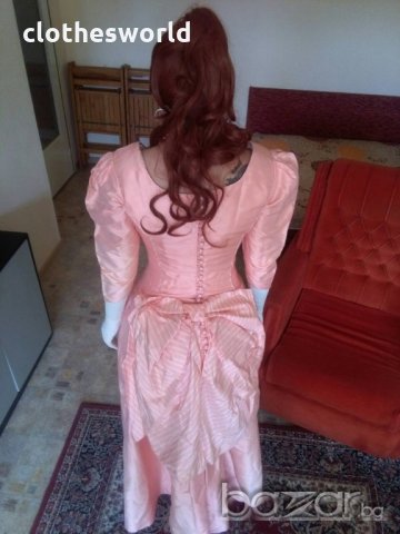 Бална рокля във викториански стил в коралов цвят, снимка 9 - Рокли - 11690435