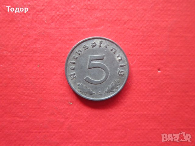 5 пфеннинга  1942 А трети райх, снимка 2 - Нумизматика и бонистика - 25530252