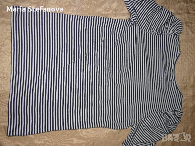 Блуза на рае в бяло и тъмно синьо, снимка 4 - Тениски - 22138274