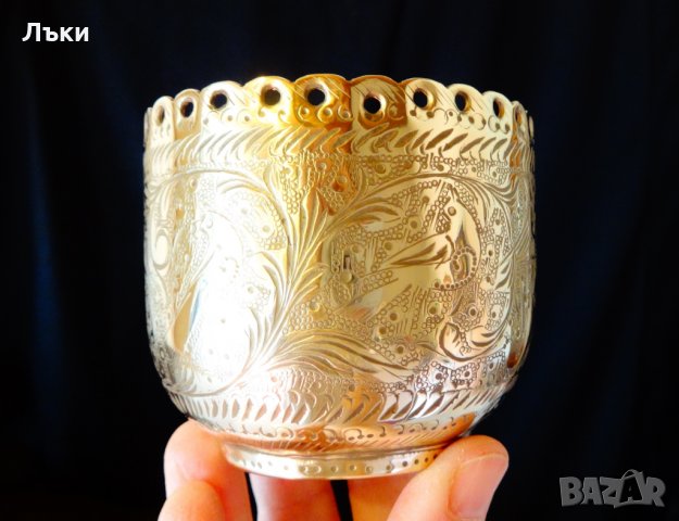 Древен индийски свещник,чаша,съд от месинг. , снимка 9 - Антикварни и старинни предмети - 24431059