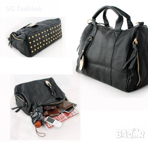 Дамска кожена черна чанта