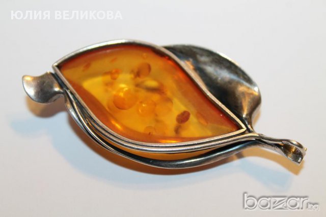 Сребърна висулка с естествен кехлибар, снимка 7 - Колиета, медальони, синджири - 18021237