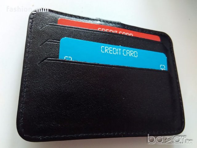 Кожено ново черно портмоне за карти Hugo Boss, снимка 4 - Портфейли, портмонета - 19839744