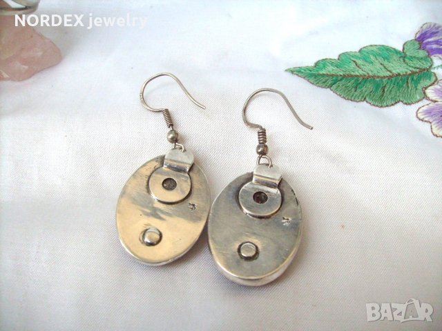 Сребърен Авторски Комплект- Обеци и Медальон с Натурални Карнеоли, снимка 4 - Бижутерийни комплекти - 23946548