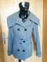 Сиво късо вълнено палто с голяма яка и черни копчета и колан С, снимка 1 - Палта, манта - 24957727