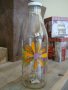 стъклена бутилка 1 литър декорация Цветя, снимка 2