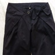 Дамски панталон черен дълъг с панделка на колана, снимка 2 - Панталони - 18454771