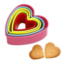 5 бр сърца сърце пластмасови резци форми за украса бисквитки сладки торта тесто с фондан шоколад, снимка 1 - Форми - 22332633