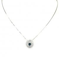 Сребърен накит с естествен Лондоснко син топаз и циркони, снимка 1 - Колиета, медальони, синджири - 22119381