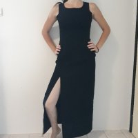 Стилна дълга черна рокля С , снимка 2 - Рокли - 11357167