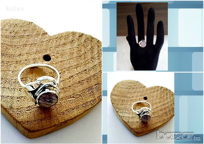 сребърен пръстен с пъстър седеф, размер №53, снимка 1