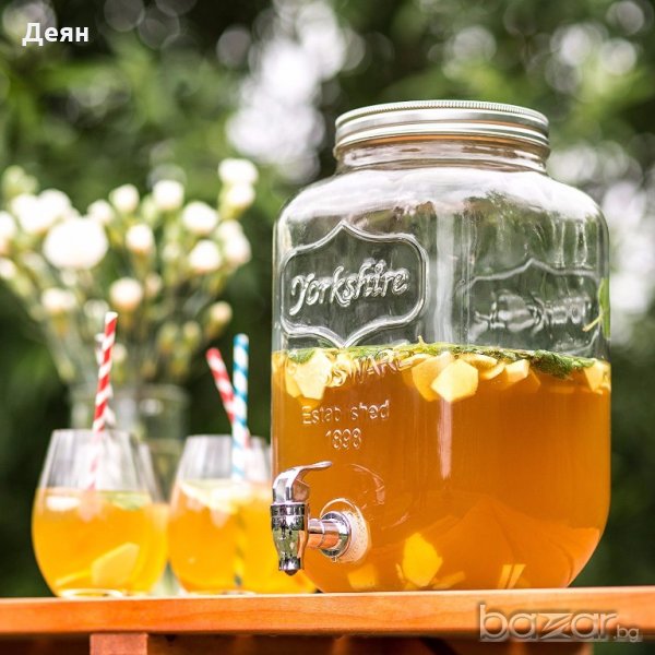 1677 Стъклен буркан с канелка за напитки 4 и 5 литра, снимка 1